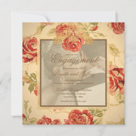 Vintage gelbe rustikale rote Rose Hochzeit Foto ei Einladung