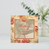 Vintage gelbe rustikale rote Rose Sonderhochzeit g Einladung