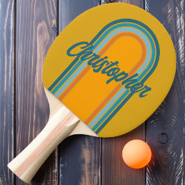 Vintage Gelbe Schleife mit Namen Tischtennis Schläger