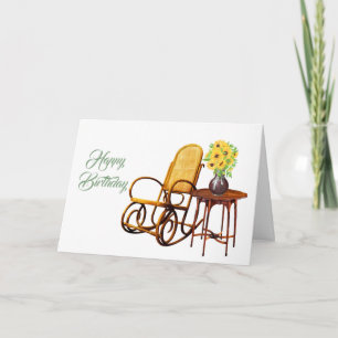 Vintage gelbe Sonnenblumen Tisch Stuhl Geburtstag Karte
