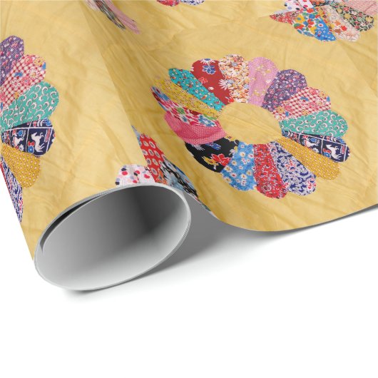 Vintage gelbe Steppdecke Geschenkpapier (Rolleneckpunkt)