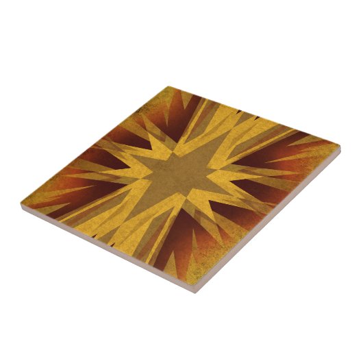 Vintage gelbe Sternexplosion Fliese (Seite)