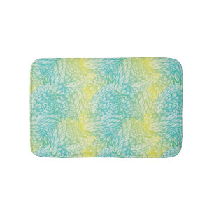 Vintage gelbe und blaue mit Blumensteigung Badematte