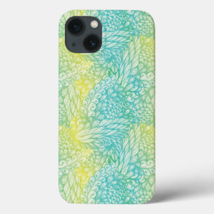 Vintage gelbe und blaue mit Blumensteigung Case-Mate iPhone Hülle