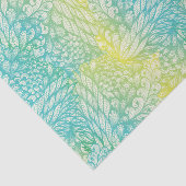 Vintage gelbe und blaue mit Blumensteigung Seidenpapier (Ausschnitt)