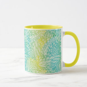 Vintage gelbe und blaue mit Blumensteigung Tasse