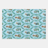 Vintage, gelbe und grüne Muster Geschenkpapier Set (Vorderseite)