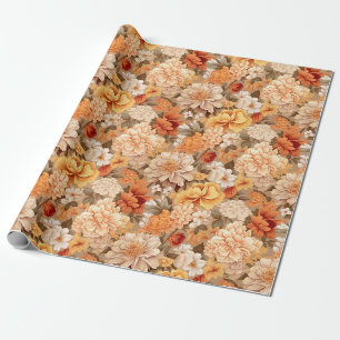 Vintage gelbe verbrannte orange beige braune Blume Geschenkpapier