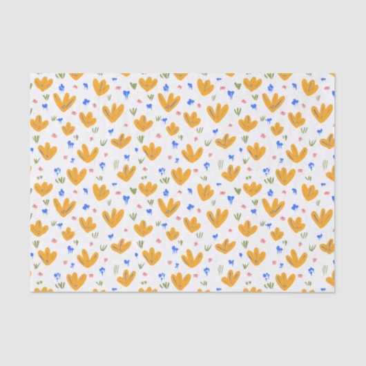 Vintage gelbe Wildblume Muster Seidenpapier (Vorderseite)