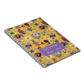 Vintage-gelbes Blumenmonogramm-Muster Notizblock (Rechte Seite)