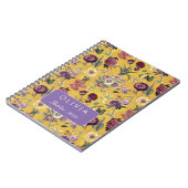 Vintage-gelbes Blumenmonogramm-Muster Notizblock (Linke Seite)