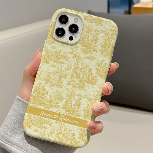 Vintage gelbes französisches Toile-de-Jouy-Muster iPhone 16 Hülle