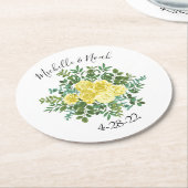 Vintage Gelbrosenhochzeit Runder Pappuntersetzer (Angewinkelt)