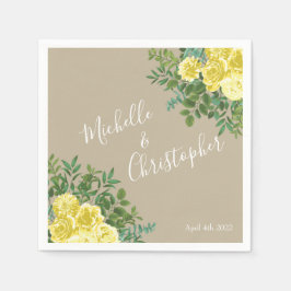 Vintage Gelbrosenhochzeit Serviette