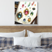 Vintage Gem-Aquarellbilder drucken Leinwanddruck (Insitu (Schlafzimmer))