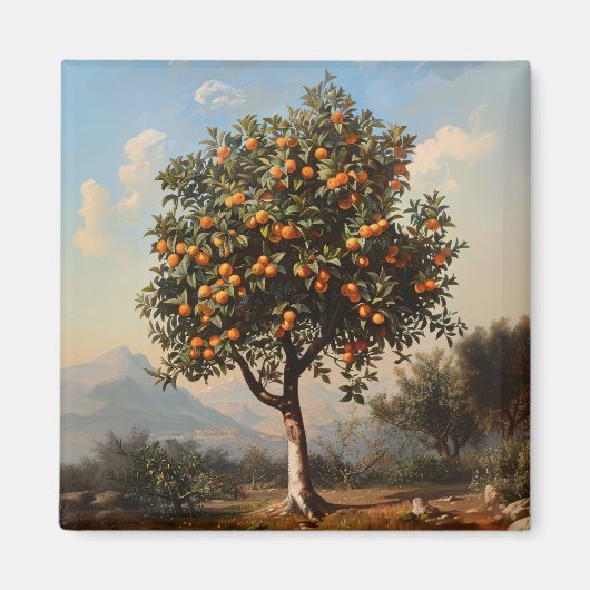 Vintage Gemälde einer Orangenbaumlandschaft Magnet (Vorne)