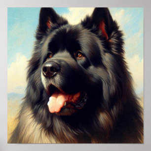 Vintage-Gemälde eines Bouvier des Flandres Poster