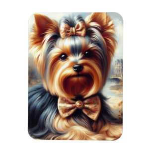 Vintage-Gemälde eines Yorkshire Terriers Magnet