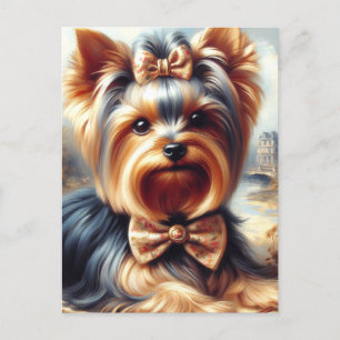 Vintage-Gemälde eines Yorkshire Terriers Postkarte