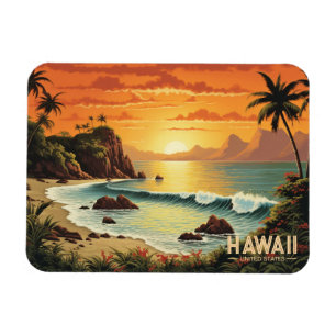 Vintage-Gemälde Hawaii-Strand Tropisches Paradies Magnet