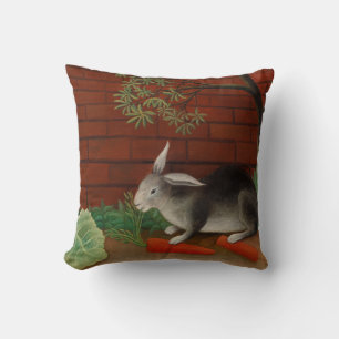 Vintage-Gemälde Kaninchen beim Verzehr einer Karot Kissen