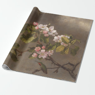 Vintage-Gemälde Kolibri und Apfelblüten Geschenkpapier