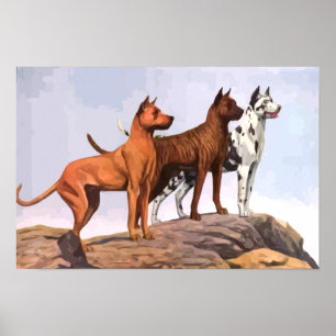 Vintage gemalte Doggen Leinwanddruck Poster