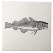 Vintage gemeine Kabeljaus - Wasserfisch-Schablone Fliese (Vorderseite)