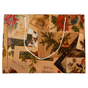 Vintage gemischte Frohe Weihnachten Postkarten  Große Geschenktüte