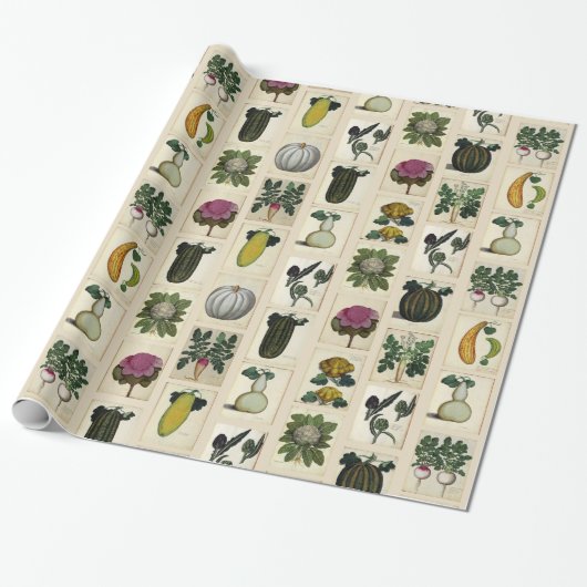 Vintage-Gemüse-Botanikdrucke Geschenkpapier (Ungerollt)