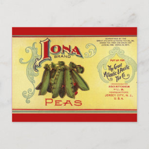Vintage-Gemüse-Dosenetiketten-Kunst, Iona-Marke-Er Postkarte
