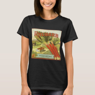 Vintage-Gemüse-Dosenetiketten-Kunst, Rhubarb-Farm T-Shirt