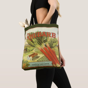 Vintage-Gemüse-Dosenetiketten-Kunst, Rhubarb Farm Tasche