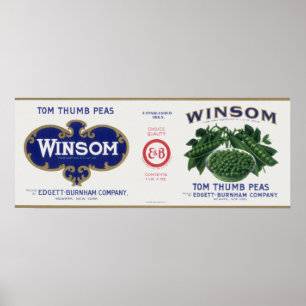 Vintage-Gemüse-Dosenetiketten-Kunst, Winsom Erbsen Poster
