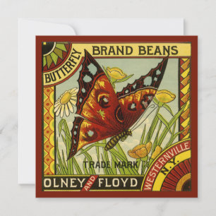 Vintage-Gemüse-Label-Kunst, Butterfly-Marke-Bohnen