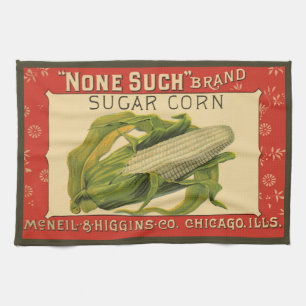 Vintage-Gemüse-Label-Kunst, None Such Zuckermais Geschirrtuch