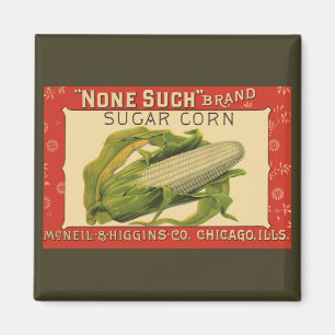 Vintage-Gemüse-Label-Kunst, None Such Zuckermais Magnet