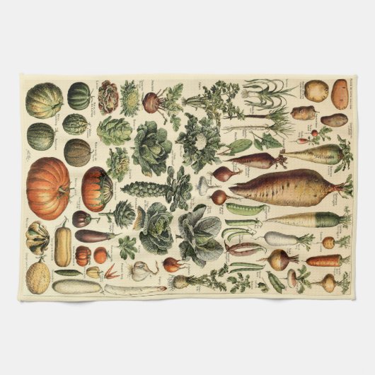 Vintage Gemüsemöglichkeiten von Adolphe Millot Geschirrtuch (Horizontal)