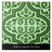 Vintage Gemusterte Quatrefolie (grün) Fliese (Vorderseite)