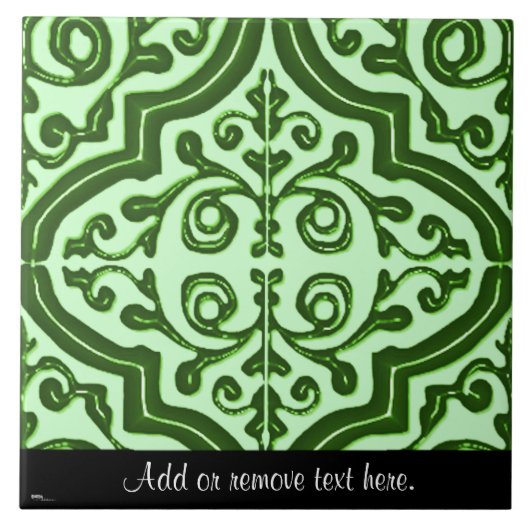 Vintage Gemusterte Quatrefolie (grün) Fliese (Vorderseite)