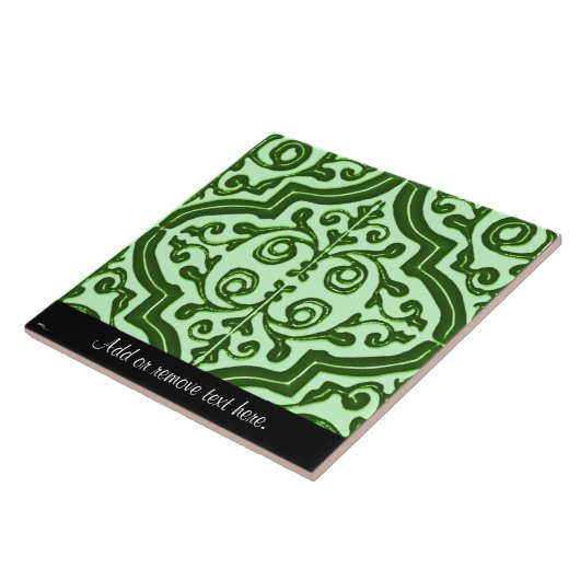 Vintage Gemusterte Quatrefolie (grün) Fliese (Seite)