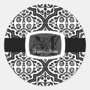 Vintage Gemusterte Quatrefolie Runder Aufkleber