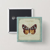 Vintage gemusterter Schmetterling Button (Vorne & Hinten)