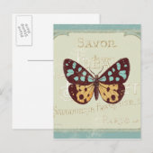 Vintage gemusterter Schmetterling Postkarte (Vorne/Hinten)