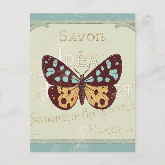 Vintage gemusterter Schmetterling Postkarte (Vorderseite)
