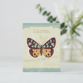 Vintage gemusterter Schmetterling Postkarte (Stehend Vorderseite)