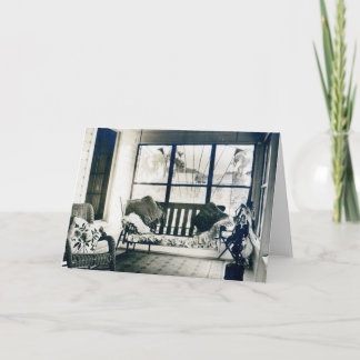 Vintage, gemütliche Veranda Feiertagskarte