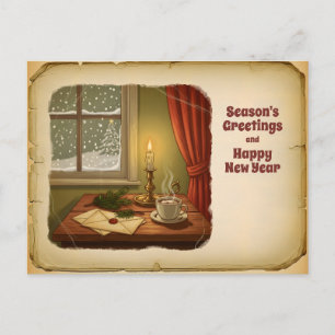 Vintage gemütliche Winter-Weihnachtskarte – Frohe Feiertagspostkarte