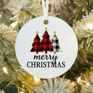 Vintage gemütlicher frohe Weihnachten Karo Baum sa Ornament Aus Metall