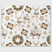 Vintage gemütlicher Weihnachtshirsch Geschenkpapier (Flach)
